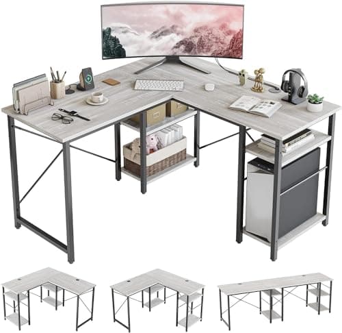 Bestier Bestier L-Shaped Desk with Shelves, 75"