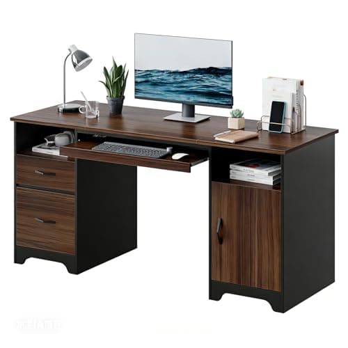 Bestier Bestier 59" Office Desk with File Drawer, Keyboard Tray and 2 Drawers