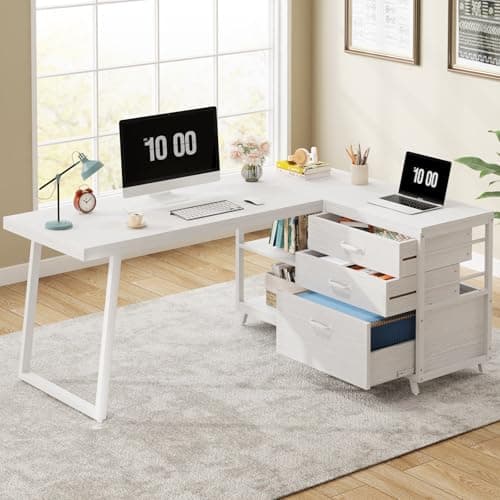 Tribesigns Tribesigns 53" L-Shaped Computer Desk with 3 Drawers