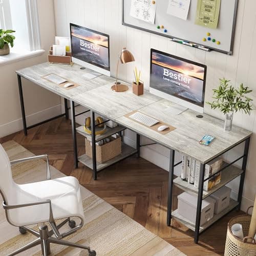 Bestier Bestier L-Shaped Desk with Shelves, 95.2"