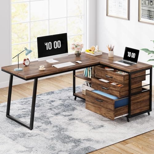 Tribesigns Tribesigns L-Shaped Computer Desk with 3 Drawers